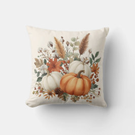 Almofada Elegant Autumn Pumpkin Bouquet Throw Pillow