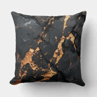 Almofada Elegant Black Marble with Gold Veins Modern Art