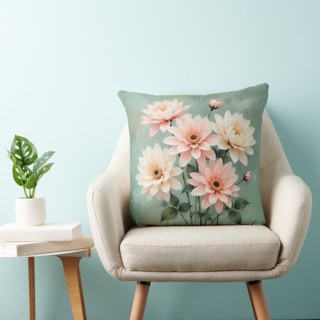 Almofada Elegant Blush Chrysanthemum Art (Cadeira)