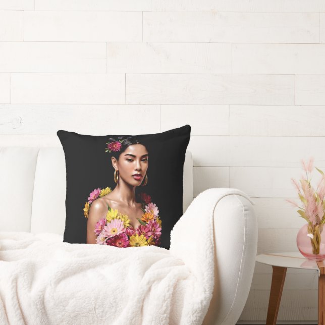 Almofada Elegant Botanical Female Oil Painting Aesthetic (Sofá)