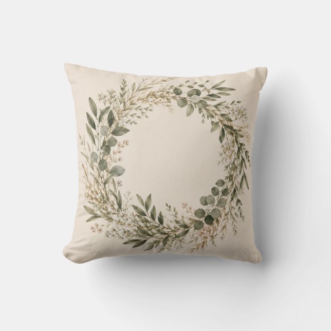 Almofada Elegant Botanical Wreath Decorative Pillow (Frente)