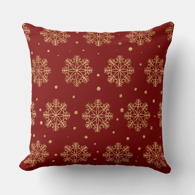 Almofada Elegant Burgundy & Gold Christmas Pillow – Luxury  (Frente)
