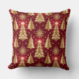 Almofada Elegant Burgundy & Gold Christmas Pillow – Luxury