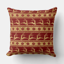 Almofada Elegant Burgundy & Gold Christmas Pillow – Luxury