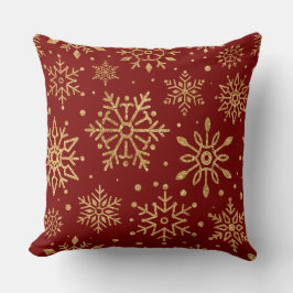 Almofada Elegant Burgundy & Gold Christmas Pillow – Luxury