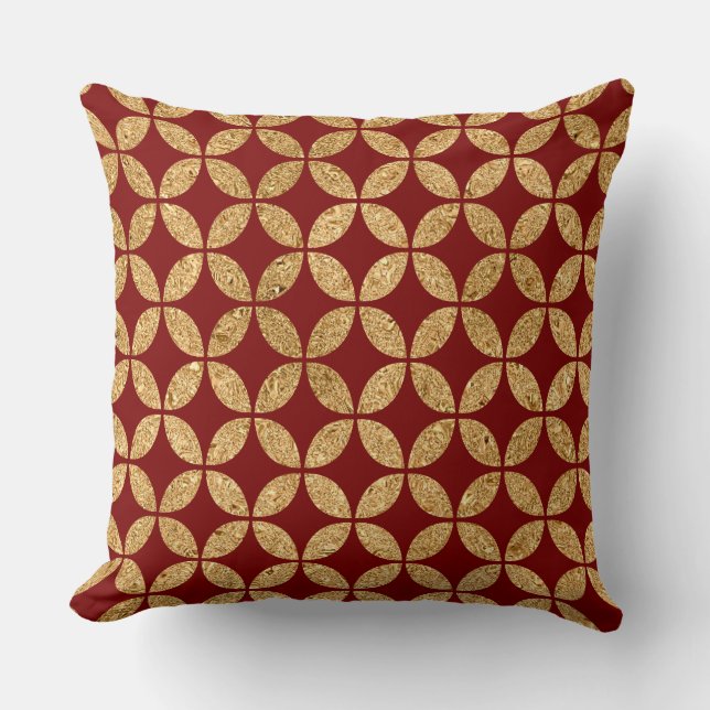 Almofada Elegant Burgundy & Gold Christmas Pillow – Luxury  (Frente)