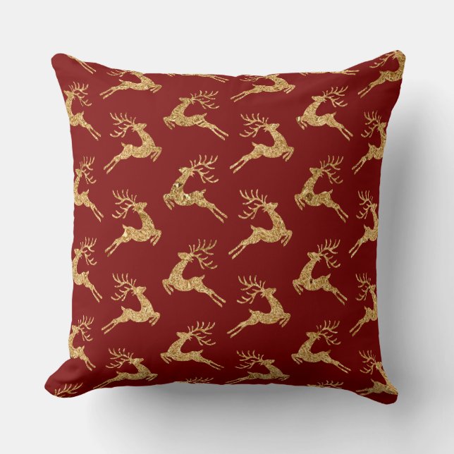 Almofada Elegant Burgundy & Gold Christmas Pillow – Luxury  (Frente)