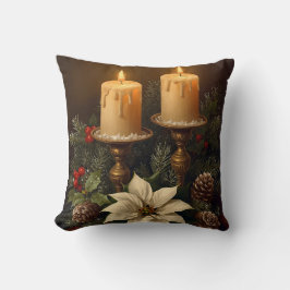 Almofada Elegant candle holly pine warm festive christmas