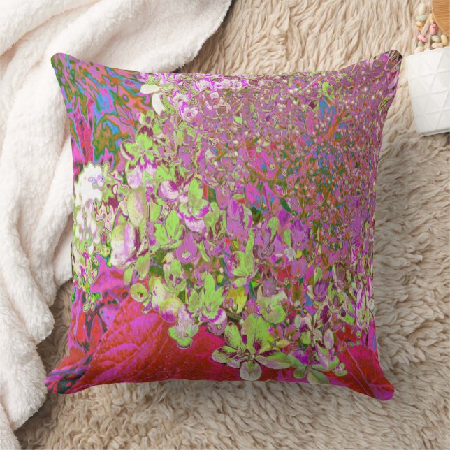 Almofada Elegant Chartreuse Green, Pink and Blue Hydrangea (Cobertor)