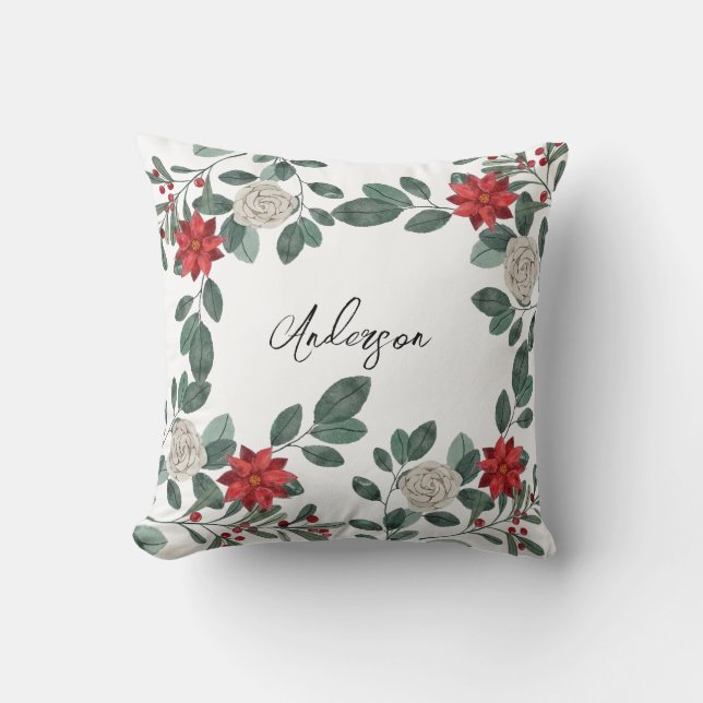 Almofada Elegant Christmas Greenery Berries  (Frente)