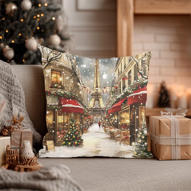 Almofada Elegant Christmas in Paris Holiday  (Elegant Christmas in Paris Holiday Throw Pillow)