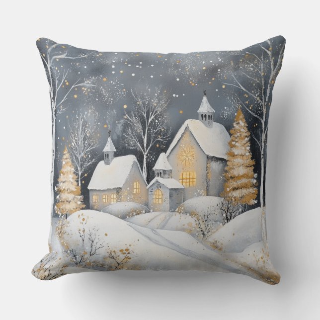 Almofada Elegant Christmas Throw Pillow – White and Gold (Frente)
