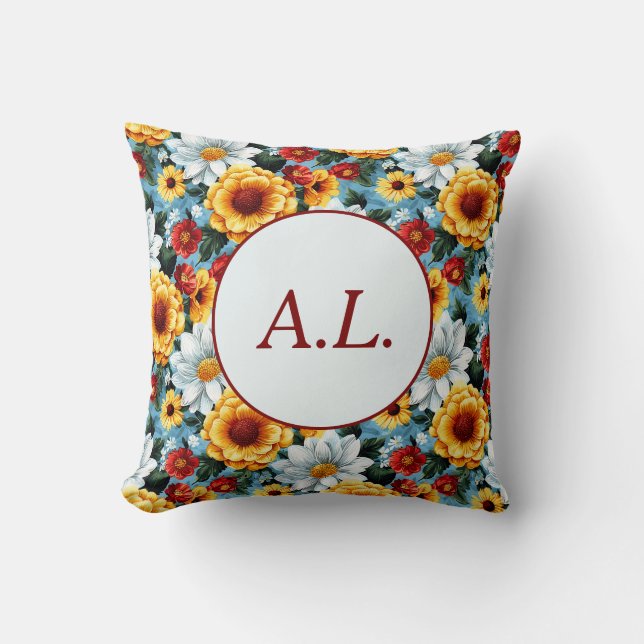 Almofada Elegant Colorful Personalized Modern Floral Chic (Frente)