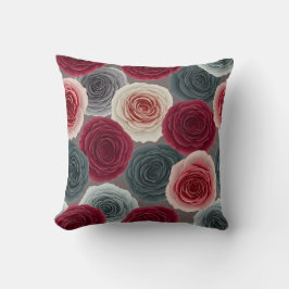Almofada Elegant Dark Floral Rose Pattern Throw Pillow