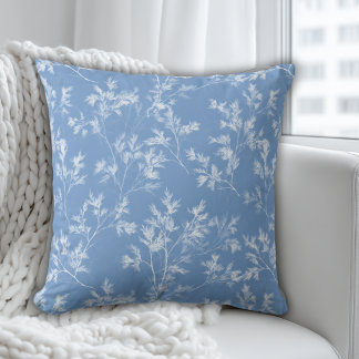Almofada Elegant Dusty Blue Winter Frost Botanical Pillow