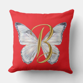 Almofada Elegant Floral Butterfly Letter B - Artistic Monog