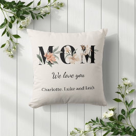 Almofada Elegant Floral Personalized Mom Throw Pillow Gift