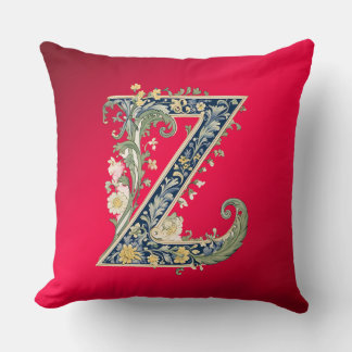 Almofada Elegant Floral Z Monogram Throw Pillow