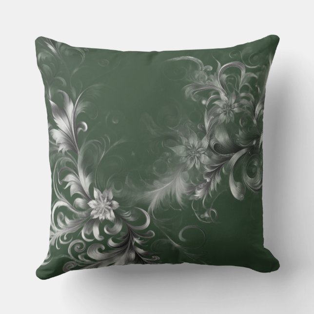 Almofada  Elegant Forest Green and Silver  (Verso)