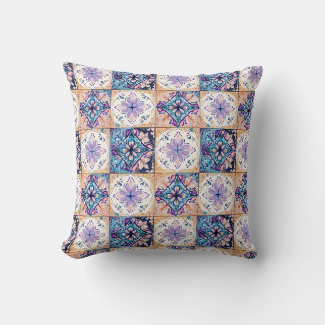 Almofada Elegant French Floral Tile Pattern – Watercolor-In (Frente)