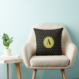 Almofada Elegant Gold & Black Star Pattern Monogram