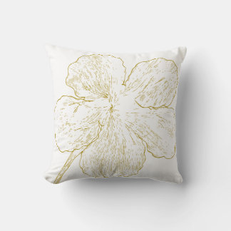 Almofada Elegant Gold Floral Line Art Minimalist