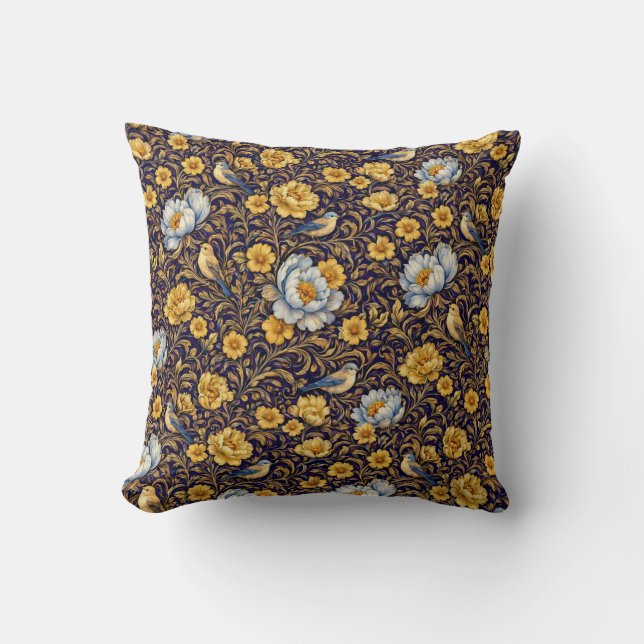Almofada Elegant Gold Floral Pattern Throw PillThrow Pillow (Frente)