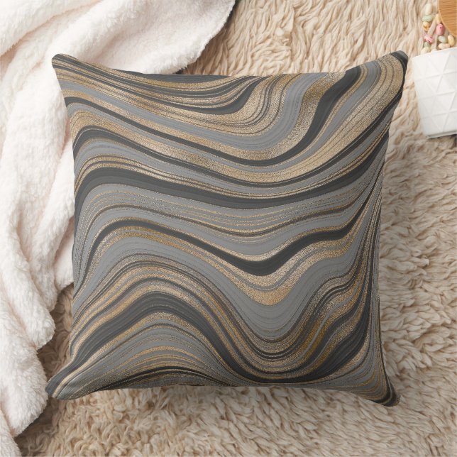 Almofada Elegant gold gray abstract (Cobertor)