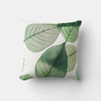 Almofada Elegant Green Leaf Throw Pillow Cover | Minimalist