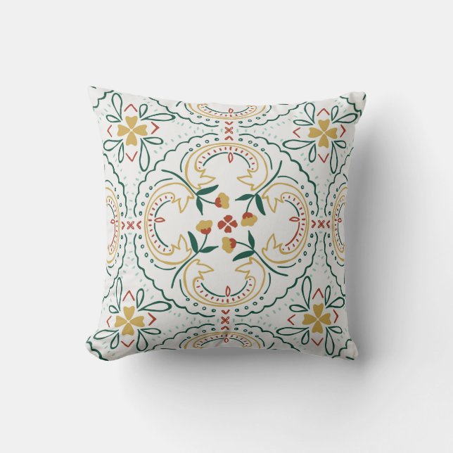 Almofada Elegant Hand-Drawn Floral Pattern Throw Pillow (Frente)