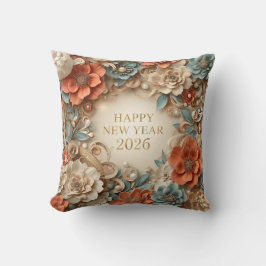 Almofada elegant happy new year floral  throw pillow