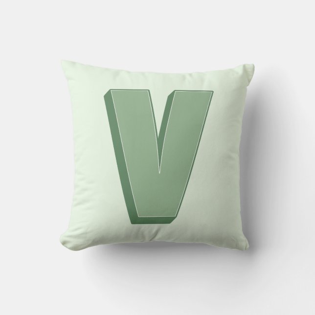 Almofada Elegant Letter V Monogram Personalized Initial (Frente)