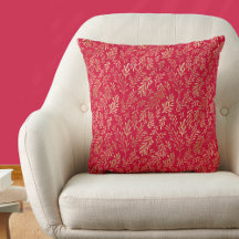 Elegant Luxury Red Gold Leaf Pattern Festive