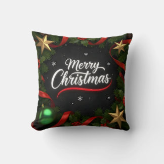 Almofada Elegant Merry Christmas Festive Throw Pillow