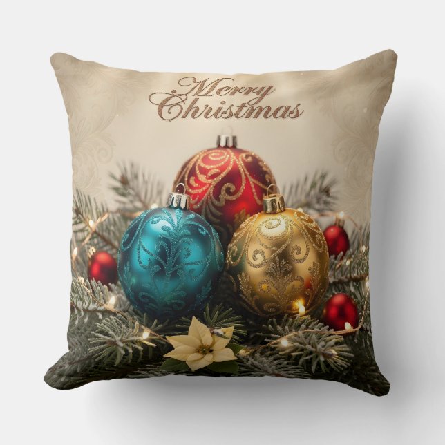 Almofada Elegant Merry Christmas Ornament Pillow (Frente)