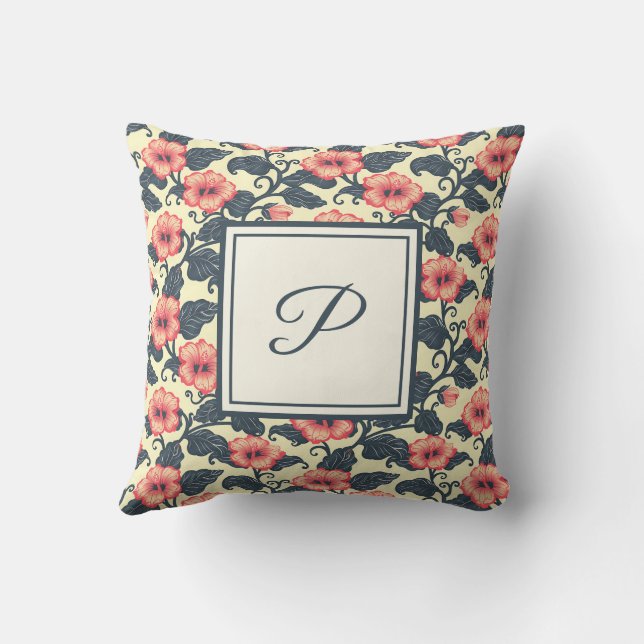 Almofada Elegant Monogram Stylish Romantic Floral Chic (Verso)