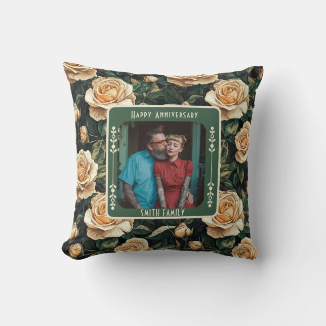 Almofada Elegant Mr And Mrs 3Th Anniversary Throw Pillow  (Frente)