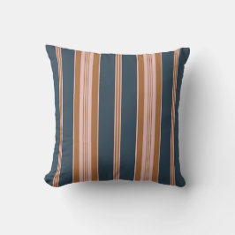 Almofada Elegant Navy Brown Pink Ticking Stripe