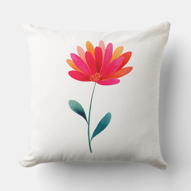 Almofada Elegant Orange Floral Botanical Throw Pillow (Frente)