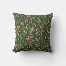 Almofada Elegant Pink Flower Pattern on Dark Background