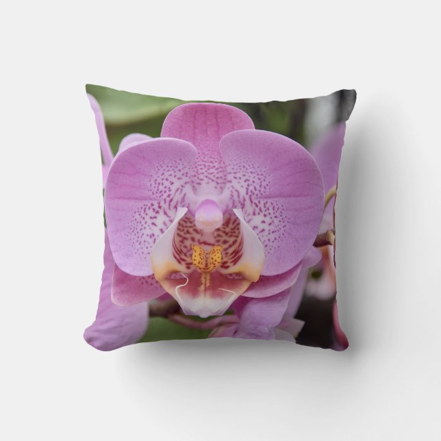Almofada Elegant Pink Orchid Floral Nature Close-up Throw P (Frente)