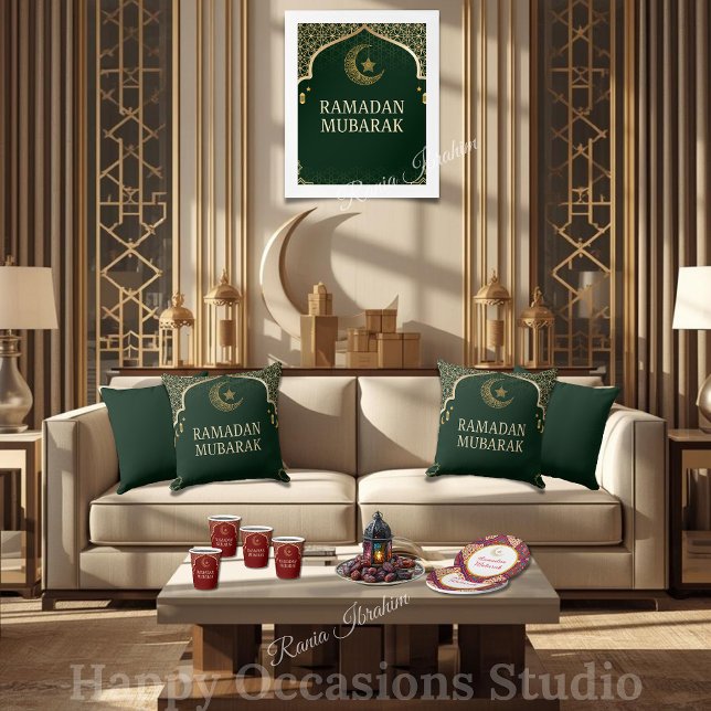 Almofada Elegant Ramadan Mubarak Throw Pillow (Criador carregado)