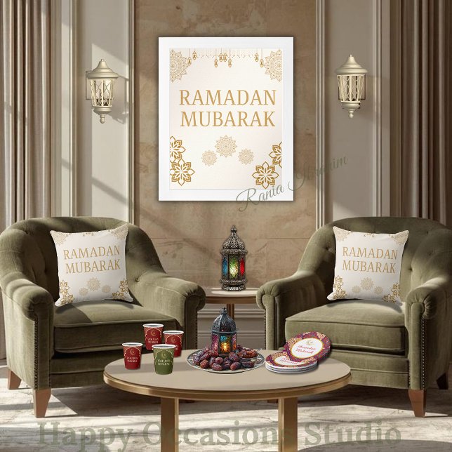 Almofada Elegant Ramadan Mubarak Throw Pillow (Criador carregado)