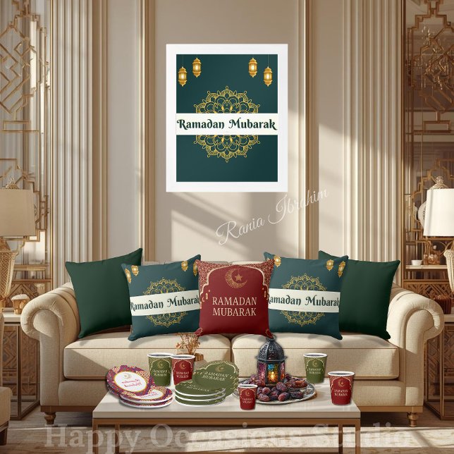 Almofada Elegant Ramadan Mubarak Throw Pillow (Criador carregado)