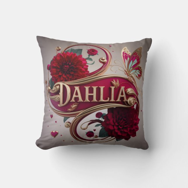Almofada Elegant Red Dahlia Flower Art  (Frente)