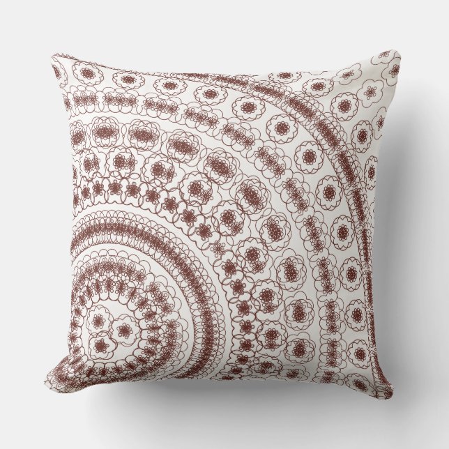 Almofada  Elegant Red Floral Mandala Pattern (Frente)