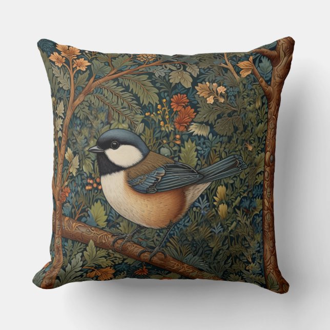 Almofada Elegant Retro Art Nouveau woodland bird (Frente)