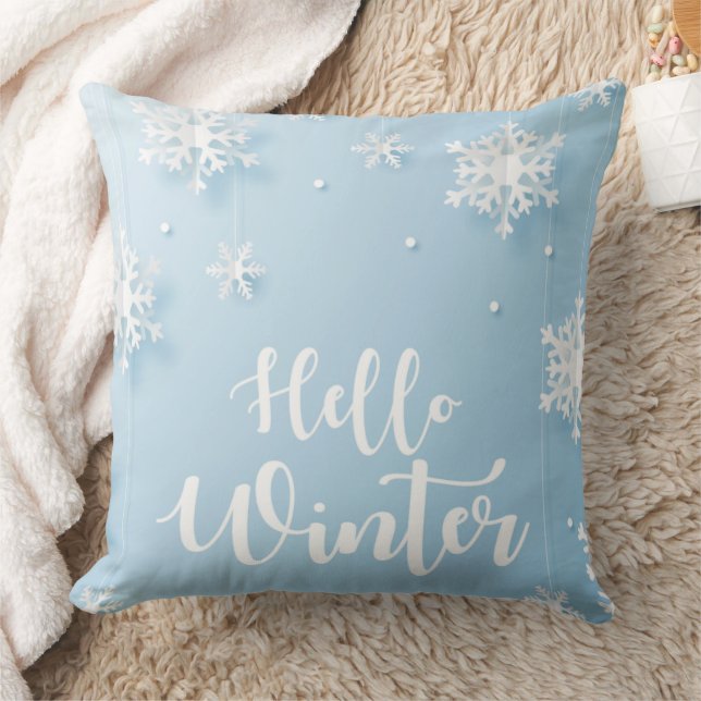 Almofada Elegant Snowflake Pillow in Soft Blue (Cobertor)