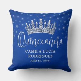 Almofada Elegant Sparkles Quinceañera Royal Blue Keepsake