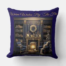 Almofada Elegant Vintage Navy Blue and Gold Throw Pillow
